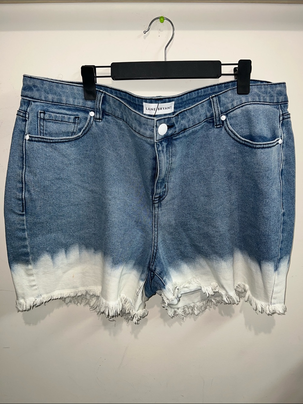 Lane Bryant Blue and White Dip-Dye Denim Shorts